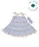 My Milestones Cotton Sleeveless Checked Tiered Dress With Headband - Blue