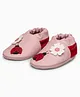 Elves the Shoemakers Floral Applique & Lady Bug Patch Embroidered Booties - Pink