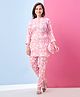 Aarika Woven Three Fourth Sleeves Floral Printed Coordinating Top & Pant With Sling Bag Set - Pink