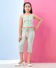 Aarika Cotton Woven Sleeveless Striped Crop Top & Coordinating Capri Pants - Turquoise