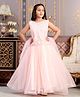Aarika Net Sleeveless Mirror Work Embelished & Embroidered Lehenga Choli With Dupatta - Peach