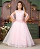 Aarika Net Sleeveless Mirror Work Embelished & Embroidered Lehenga Choli With Dupatta - Pink
