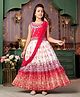 Aarika Georgette Sleeveless Mirror Embroidered & Paisley Printed Lehenga Choli With Dupatta Set - Rani Pink & Cream
