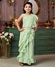Aarika Georgette One Shoulder Half Sleeves Sequins Embellished Abstract Embroidered Lehenga Choli With Attached Dupatta - Green