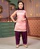 Aarika Brocade Sleeveless Floral Foil Printed & Kurta Salwar & Dupatta Set - Pink & Purple