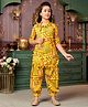 Aarika Floral Printed Kurta & Salwar With Three Fourth Sleeves Jacket Set - Yellow