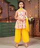 Aarika Cotton Blend Sleeveless Geometric Printed Beads Embellished Kurta Salwar With Dupatta Set - Yellow