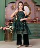 Aarika Georgette Sleeveless Threadwork Embroidered Sequins Embellished Kurta Palazzo With Dupatta Set - Green