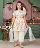 Aarika Georgette Half Sleeves Floral Printed Kurta  Salwar With Dupatta Set - Gajri & Cream