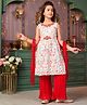 Aarika Cotton Blend Sleeveless Floral Printed Kurta & Salwar With Dupatta Set - Red & Multi Colour