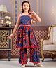 Aarika Rayon Sleeveless Paisley Printed & Lace Embellished Kurta & Sharara Set - Navy Blue