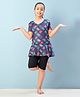 Aarika Half Sleeves Abstract Printed Frock Style Swimsuit - Multi Colour & Black
