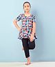 Aarika Half Sleeves Houndstooth Printed Frock Style Swimsuit-Multi Colour & Black