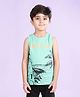 Kiddopanti Cotton Sleeveless Beach Theme Printed Tee - Green