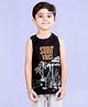 Kiddopanti Cotton Sleeveless Beach Theme Printed Tee - Black