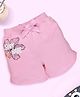 Kiddopanti Cotton Surf Babe Text & Floral Printed Bow Applique Detailed Shorts - Baby Pink