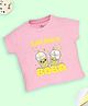 Kiddopanti Cotton Half Sleeves Just Like A Boba Text Printed Crop Tee - Pink