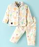 Enfance Core Cotton Woven Full Sleeves Garden Theme Printed Coordinating Night Suit Set - Lemon Yellow