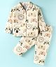 Enfance Core Cotton Woven Full Sleeves Animals Printed Coordinating Night Suit Set - Lemon Yellow