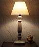 Tu Casa Wooden Table Lamps with Off-White Cotton Shade for Home Décor, Bedrooms, Living Room, Gifting, Diwali Decoration, Dining Space, Study Room, Restaurants (Height: - 18.5