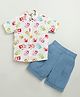 ZIP ZAP ZOOP Cotton Holi Theme Half Sleeves Colourful Hands Printed Shirt & Shorts Set - White