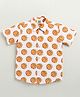 ZIP ZAP ZOOP Cotton Half Sleeves Basketball Printed Shirt - White & Orange