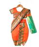 Bhartiya Paridhan Silk Nauvari Saree with Half Sleeves Zari Blouse - Orange