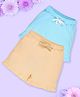 Kiddopanti Cotton Pack Of 2 Solid Shorts - Sand & Aqua Blue