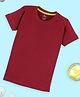 Kiddopanti Cotton Half Sleeves Solid Tee - Maroon
