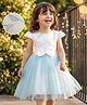 Mark & Mia Cap Sleeves Party Dress With Leaf Embroidery & Bow Applique - Light Blue