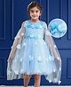 Mark & Mia Woven Cape Sleeves Party Dress With Floral Applique - Light Blue