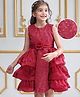 Mark & Mia Woven Sleeveless Party Dress with Floral Applique & Embroidery - Maroon