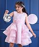 Mark & Mia Woven Sleeveless Party Dress with Floral Applique & Embroidery - Pink