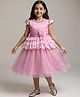Mark & Mia Woven Cap Sleeves Party Dress With Floral Applique - Pink