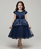 Mark & Mia Woven Cap Sleeves Party Dress With Floral Applique - Navy Blue