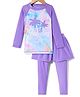 KIDLINGSS Full Sleeves Flower & Tie Dye Printed Top & Leggings With Attached Shorts - Purple