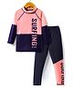 KIDLINGSS Full Sleeves Surfing Text Printed Tee & Pant Set - Light Pink