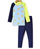 KIDLINGSS Full Raglan Sleeves Smiley Face Printed Tee & Pant Set - Blue & Yellow
