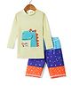 KIDLINGSS Full Sleeves Dinosaur Printed Tee & Trunks With Cap Set - Yellow & Blue