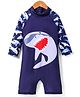 KIDLINGSS Full Raglan Sleeves Shark Printed Swimsuit - Blue