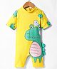 KIDLINGSS Half Sleeves Dinosaurs Printed Swimsuit - Yellow