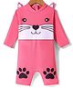 KIDLINGSS Full Sleeves Cat Printed & Applique Detailed Legged Swimsuit - Pink