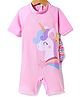KIDLINGSS Half Raglan Sleeves Unicorn Printed Legged Swimsuit - Light Pink