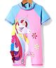 KIDLINGSS Half Raglan Sleeves Unicorns Printed Legged Swimsuit - Pink