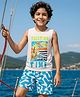 Ollington St. Cotton Sleeveless Beach Theme Printed Tank T-Shirt & Knit Shorts Set - White