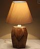 Tu Casa Mangowood Diamondcut Table Lamp For Home Decoration, Bedroom, Living Room, Lounge, Office, Festival Gifting, Study Table (Off White With Satin Shade) H - 13