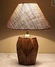 Tu Casa Mangowood Diamondcut Table Lamp For Home Decoration, Bedroom, Living Room, Lounge, Office, Festival Gifting, Study Table (Beige With Jute Shade) H - 13