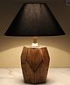 Tu Casa Mangowood Diamondcut Table Lamp For Home Decoration, Bedroom, Living Room, Lounge, Office, Festival Gifting, Study Table (Black With Cotton Shade) H - 13