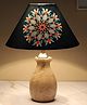 Tu Casa Mangowood Pot Style Table Lamp For Home Decoration, Bedroom, Living Room, Lounge, Office, Festival Gifting, Study Table (French Floral Print With Satin Shade) H - 13