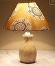 Tu Casa Mangowood Pot Style Table Lamp For Home Decoration, Bedroom, Living Room, Lounge, Office, Festival Gifting, Study Table (Mandala Print With Satin Shade) H - 13